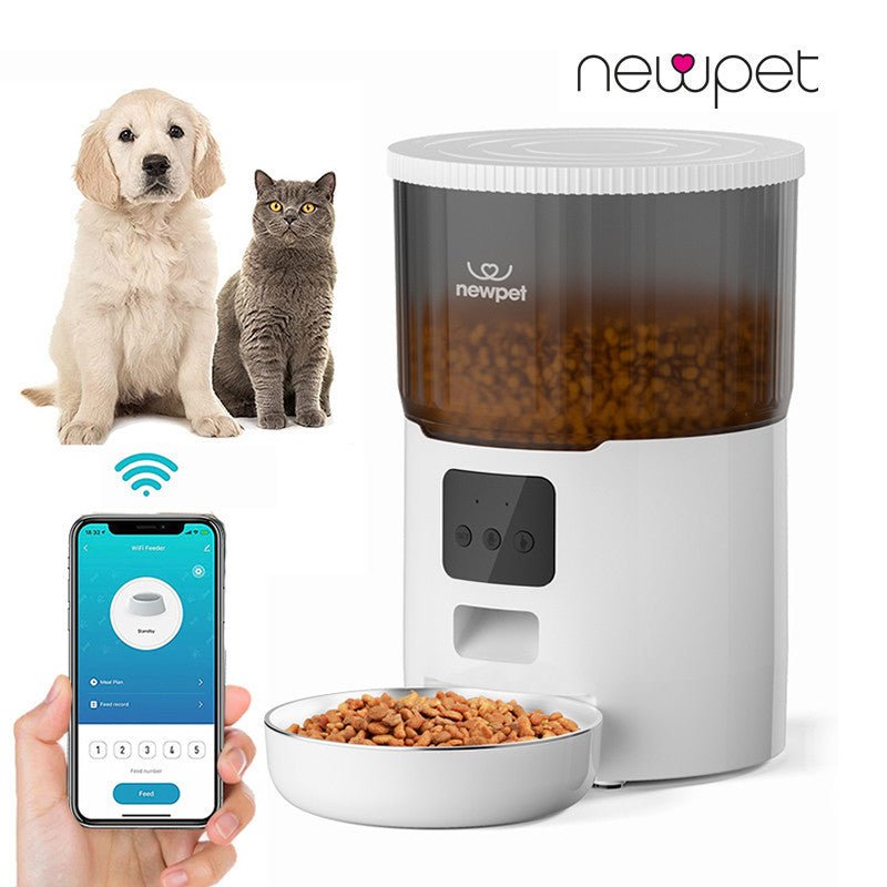 Alimentador Pet Inteligente Automático Wi - Fi App - Tigela De Aço 4L - Dispensador de Comida para Gatos e Cachorros - ShopPatinhas