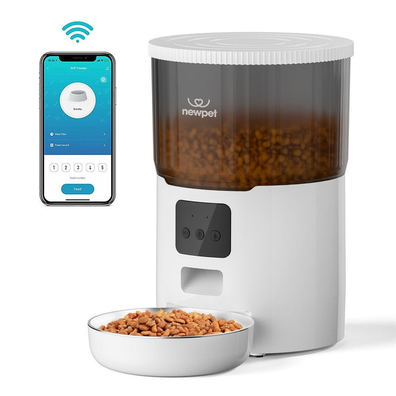 Alimentador Pet Inteligente Automático Wi - Fi App - Tigela De Aço 4L - Dispensador de Comida para Gatos e Cachorros - ShopPatinhas