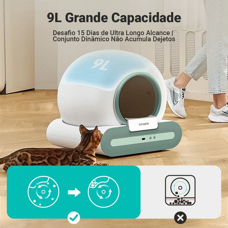 Caixa de Areia Automática Eletrônica 65L - Auto - limpeza Sanitário Higiênico - Banheiro para Gatos - ShopPatinhas