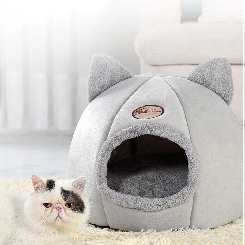 Cama Caverna Pet com Orelhas de Gato