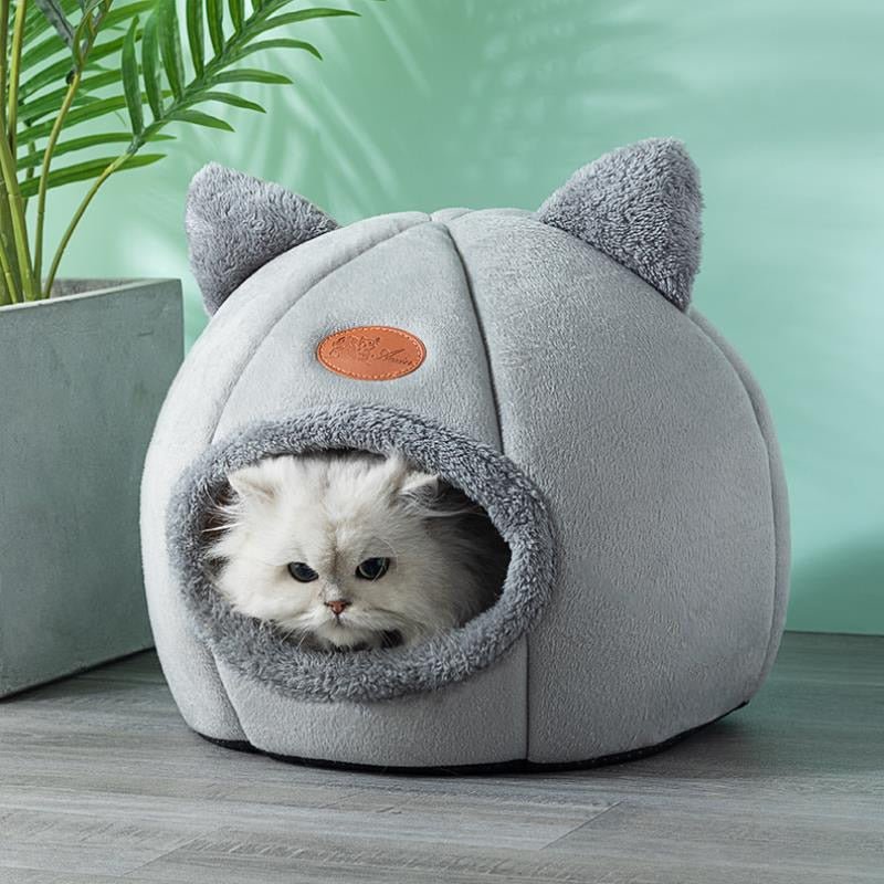 Cama Caverna Pet com Orelhas de Gato