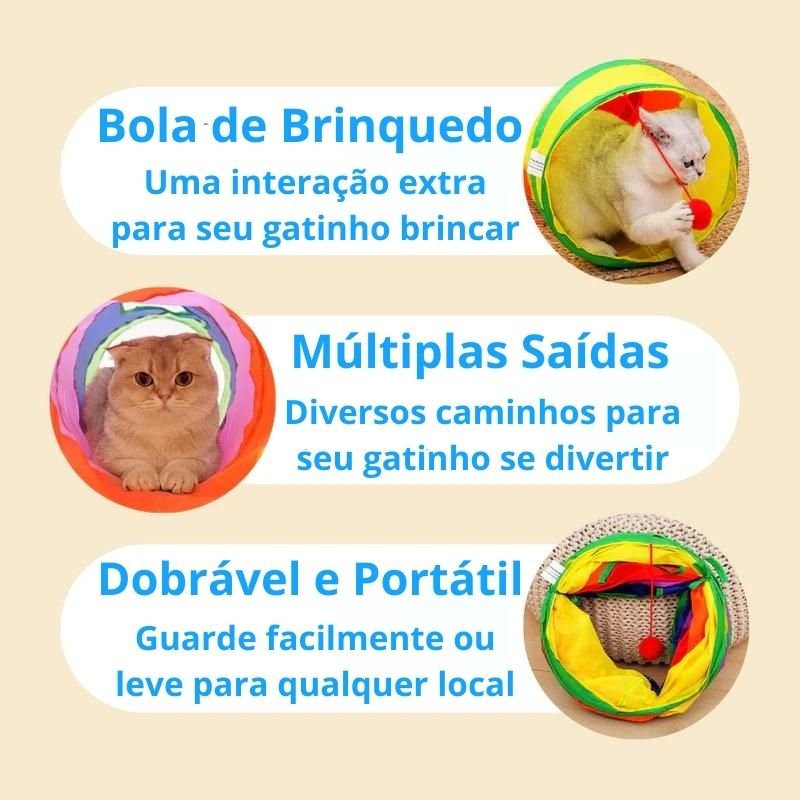 Túnel Arco-Íris Interativo <br> Brinquedo Portátil 3 em 1 - ShopPatinhas