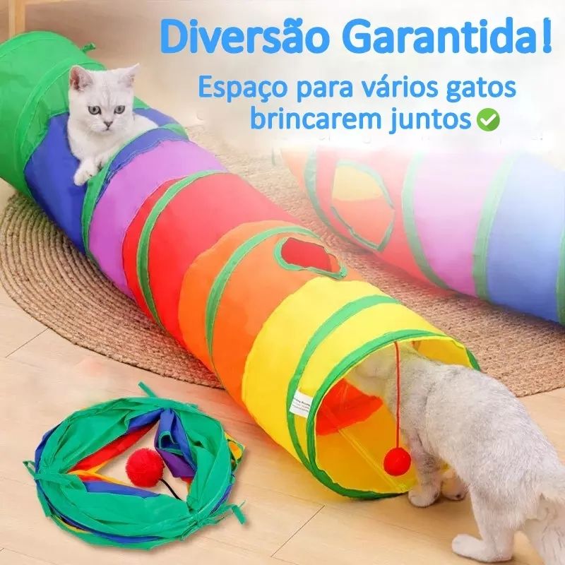 Túnel Arco-Íris Interativo <br> Brinquedo Portátil 3 em 1 - ShopPatinhas